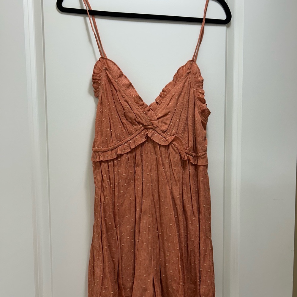 Rust Orange Spaghetti Strap Romper